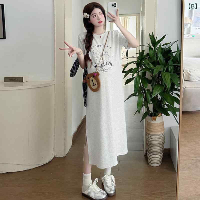 ワンピース 妊婦用 夏服 半袖 ラウンドネック ロング丈 サマーワンピ 通気性 軽量 大きいサイズ ショール付 2点セット マタニティドレス カジュアル ゆったり シンプル