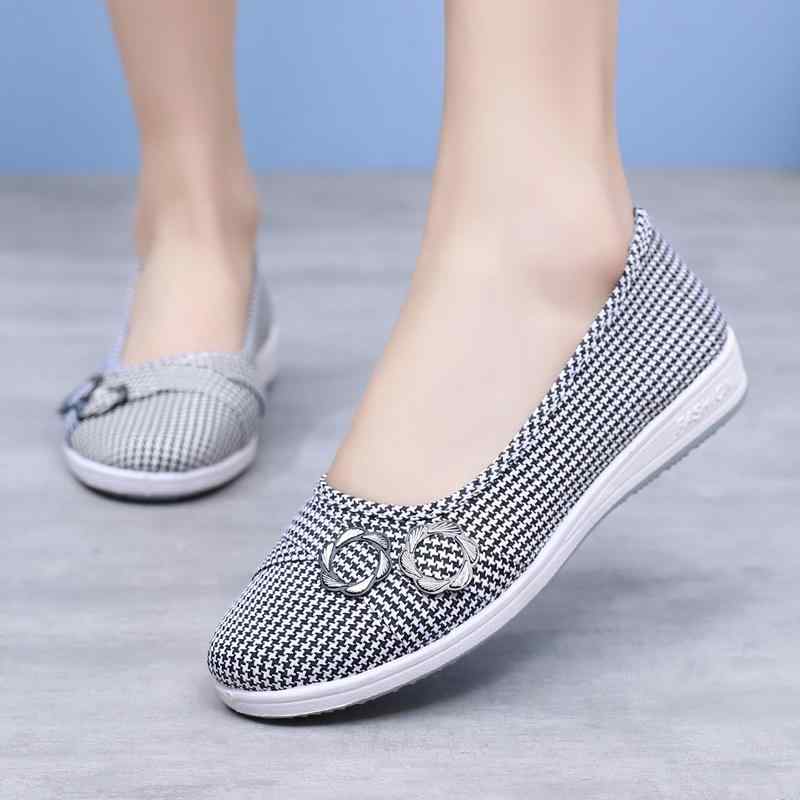 スリッポン 布靴 履きやすい レディース ローカット 通気性のある 滑り止め付き カジュアル 浅口 フラット シューズ 軽量 快適