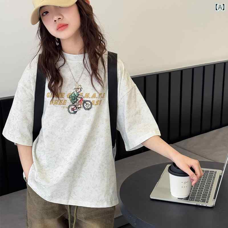 キッズ 半袖 Tシャツ 夏 ラフ スポーティー ガールズ 女の子 カジュアル トップス おしゃれ ライトウェア バイクスタイル