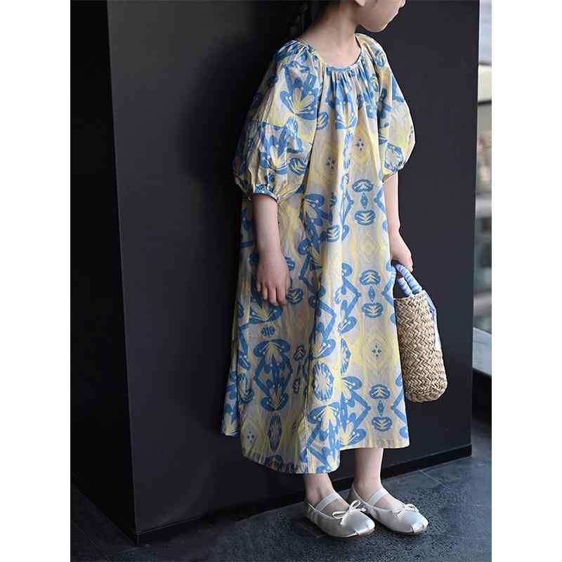 ワンピース キッズ 女の子 サマードレス パフスリーブ ガールズ フローラル スプリング エレガント ナチュラル ボヘミアン