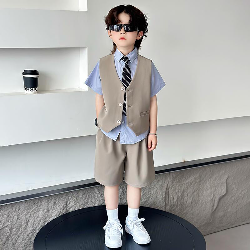 子供服 キッズ スーツ 夏 司会者 フォーマル カジュアル 結婚式 発表会 イベント セレモニー 特別な日 パーティー スタイリッシュ 半袖 ベスト