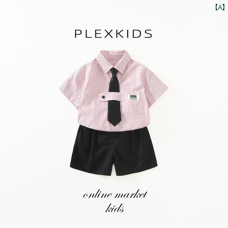 子供服 キッズ スーツ 夏 ウェディング ストライプ 結婚式 イベント セレモニー フォーマル カジュアル スタイリッシュ パーティー 司会者