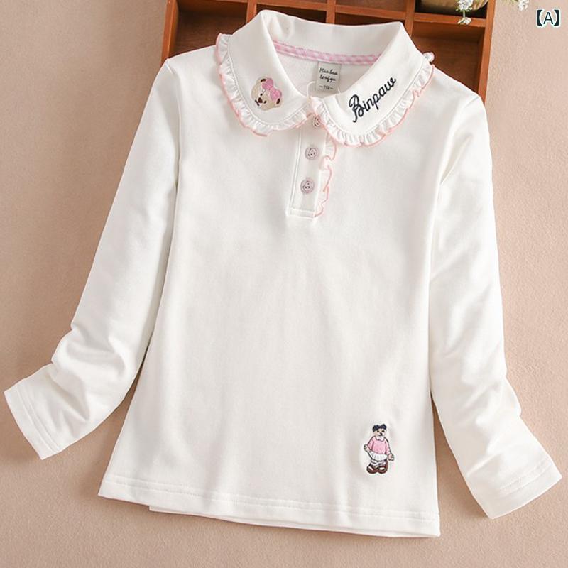 女の子 レイヤリング シャツ 春秋 子供 服 トップス 綿 ホワイト 長袖 Tシャツ キッズ シンプル スタイリッシュ