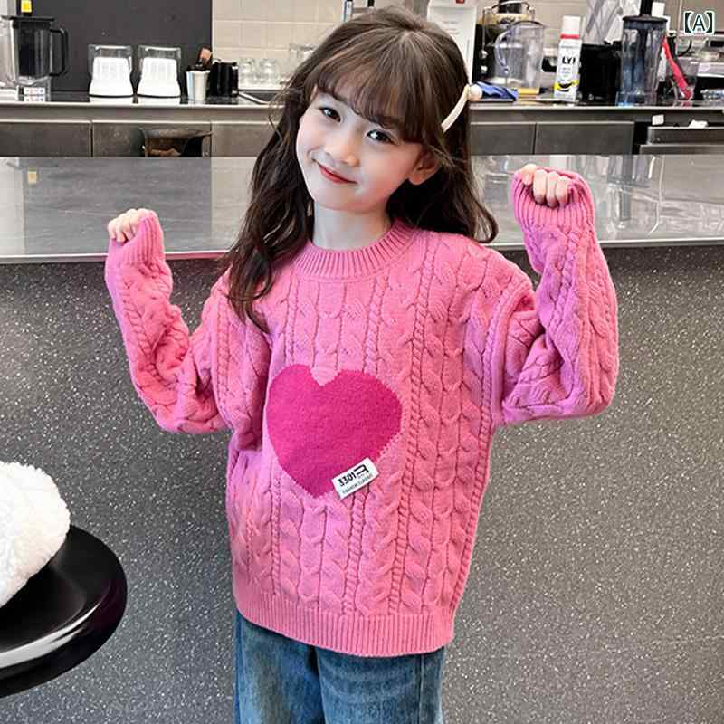 女の子 セーター 春秋 子供用 レイヤリング シャツ 洗濯機可能 ガール 柔らかい ニット カジュアル キ..