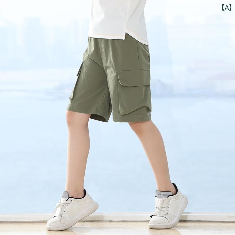 キッズ 子供服 ワークパンツ ショーツ 夏 薄手 ズボン 大きいサイズ 動きやすい カジュアル ビーチ アウトドア スポーティー