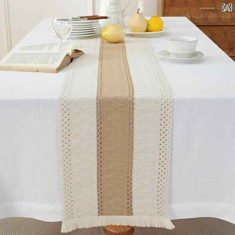 テーブルランナー センターマット 無地 ストライプ 織り リネン ロングサイズ テーブルデコ ホームパーティー ランチ 北欧 ナチュラル シンプル 清潔感