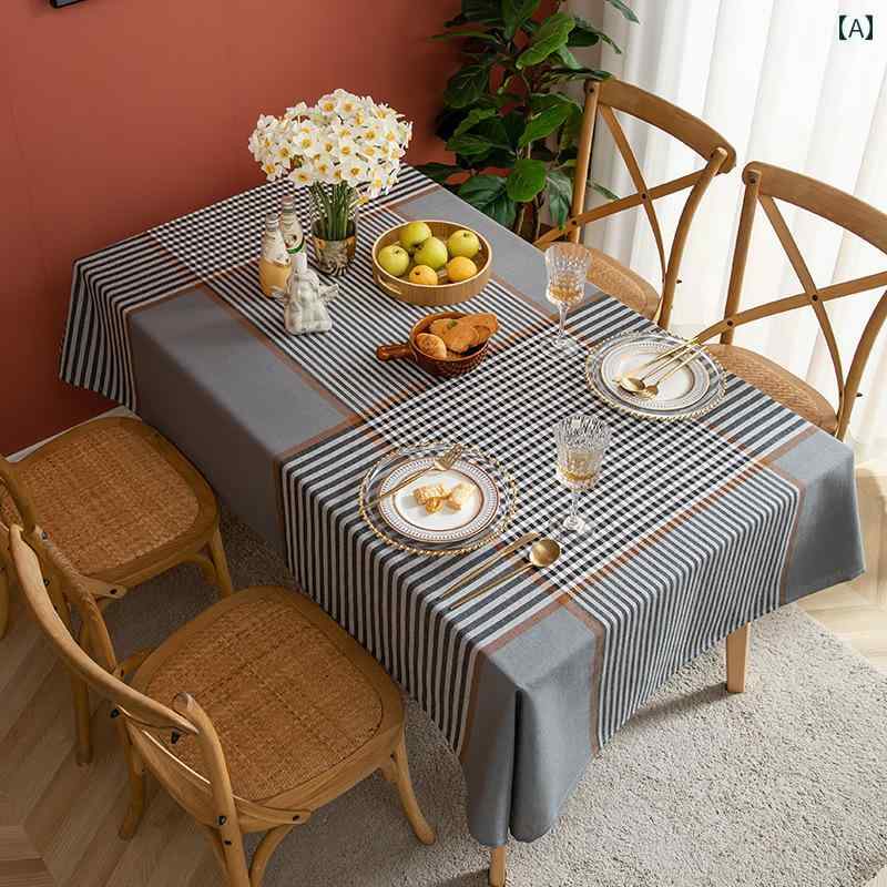 テーブルクロス 布 チェック ストライプ 厚手 長方形 正方形 綿麻 大きいサイズ アースカラー テーブルデコ 北欧風 カフェスタイル ナチュラル カジュアル