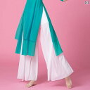 ダンス ウェア ホワイト ボトムス ロング丈 メッシュ スリット ゆったり ワイド レッグ スカート パンツ カジュアル クラシック 中国 舞踊 公演 衣装 レディース 軽量 ソフト 練習着