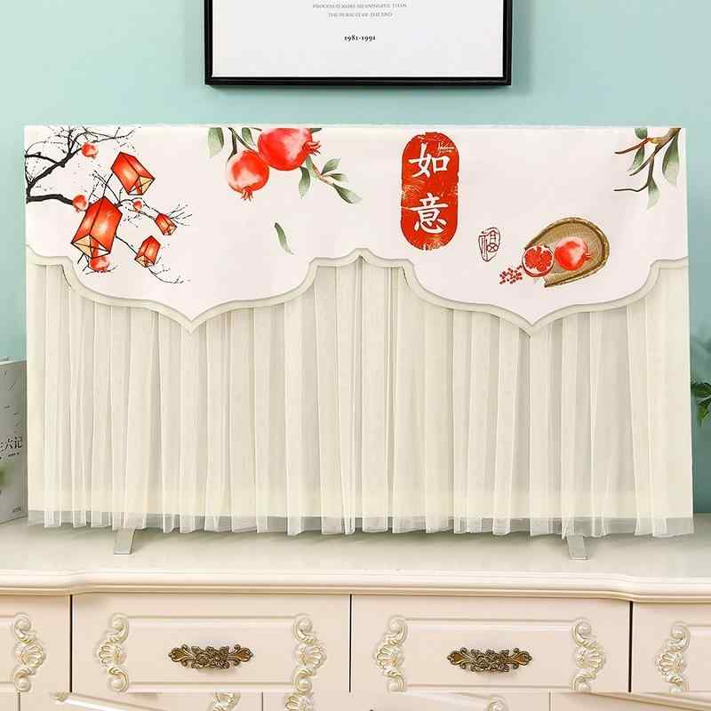 テレビカバー 掛け布 柿 綿 生地 レース 家具 保護 防塵カバー 液晶 チャイナ ダストカバー レトロ 秋