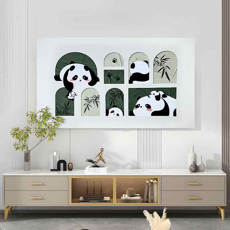 テレビカバー 掛け布 パンダ 吊り下げ式 PC パソコン 画面 家具 保護 防塵カバー 液晶 チャイナ ダストカバー