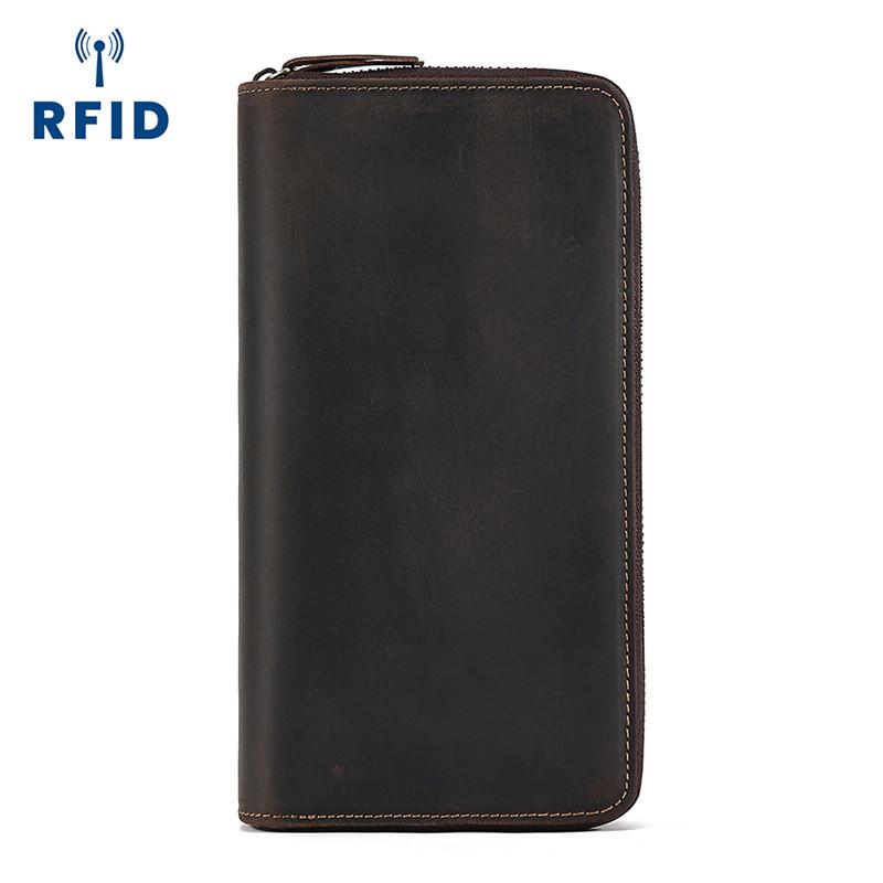 財布 盗難防止 RFID スマートフォン ウォレット メンズ ファッション クラッチ 大容量 収納力 カードフォルダー レトロ ヴィンテージ ジッパー 日常使い 旅行 耐久性 機能的