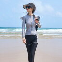 サーフスーツ 水着 レディース セパレート 長袖 ラッシュガード シンプル 短パン サーフィン 日焼け防止 速乾 ダイビング シュノーケリング 海 ビーチ スー...