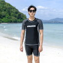 サーフスーツ メンズ ファッション セパレート 水着 プール ビーチ フィットネス トレーニング 大きめサイズ ボクサーパンツ プロ スイムウェア 半袖 カジュ...
