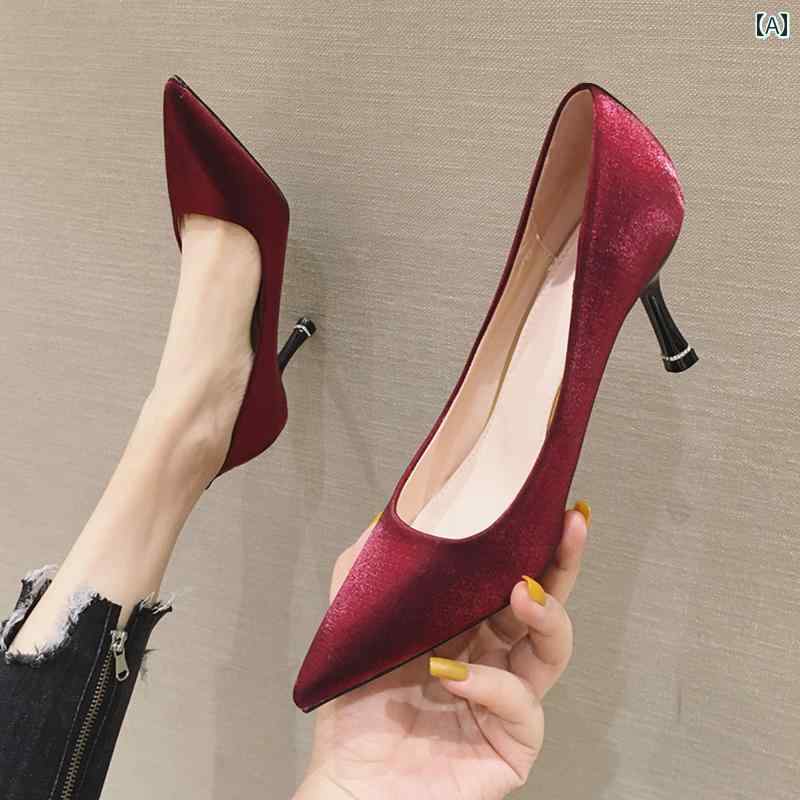 楽天ラ・グラーヌレディース パンプス シューズ 靴 中国 ウェディングシューズ エレガント 春 ブライダル ヒール スティレットヒール シンプル