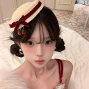 ヘア ピン リボン チェリー 桜 帽子 ラインストーン ヘッド ドレス 髪飾り アクセサリー カジュアル ファッション 韓国 かわいい レディース 軽量 ソフト...