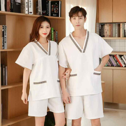 サウナ服 パジャマ ルームウェア カップルウェア ユニセックス お揃い ペアルック マッサージ スパ カジュアル リラックス リラクゼーション 部屋着 シンプル ラウンジ 男女兼用 サウナ服 パジャマ ルームウェア カップルウェア ユニセックス お揃い ペアルック マッサージ スパ カジュアル リラックス リラクゼーション 部屋着 シンプル ラウンジ 男女兼用