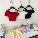 Tシャツ 半袖 オフショルダー サスペンダー 女性 夏 胸パッド付き スリム ショート へそ出し レディース おしゃれ カジュアル 通勤 休日 レジャー リゾート ビーチ バカンス 旅行 デイリーユース