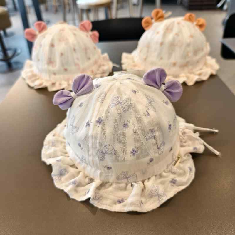 ベビー 帽子 キャップ かわいい リボン 花デザイン 春秋 おでかけ ベビー用品 おしゃれ おでかけ 女児 新生児 バケットハット サンハット 幼児 調節可能 シンプル
