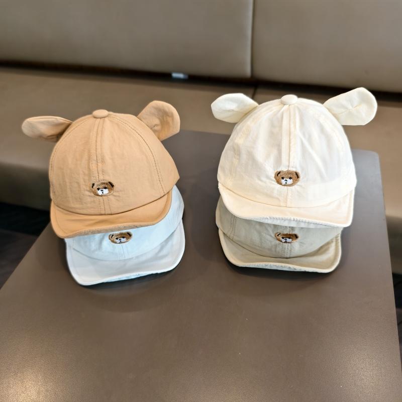 ベビー 帽子 おしゃれ おでかけ 日よけ 夏 薄手 速乾 サンハット インスタ映え 男女兼用 赤ちゃん かわいい クマデザイン 刺繍 日焼け防止 キャップ シンプル