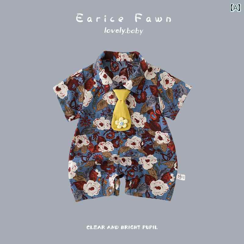 ロンパース 夏 薄手 ベビー ジャンプスーツ 男の子 女の子 キュート 赤ちゃん おしゃれ シャツ 1歳 誕生日 アウターウェア