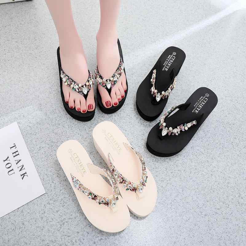 サンダル ビーチサンダル バケーション ラインストーン レディース 夏 アウトドア 滑り止め 厚底 カジ..