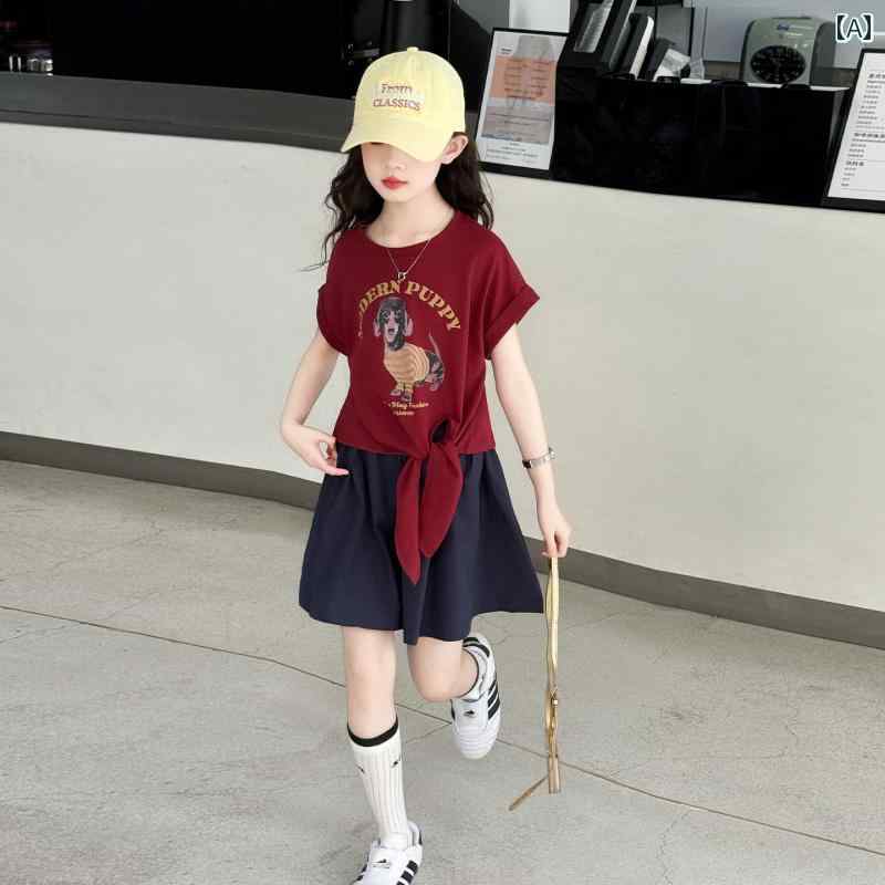 キッズ 女の子 セット 夏 ガール 美麗 服 中学生 女子 薄手 カジュアル デザイン 半袖 スタイリッシュ ショートパンツ