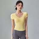 Tシャツ スポーツウェア ヨガウェア 半袖 レディース 伸縮性 トップス 通気性 スリム 速乾 薄手 エクササイズ フィットネス ヨガ ピラティス ランニング ...