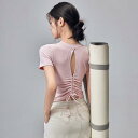 Tシャツ スポーツウェア 胸パッド付き ヨガウェア 半袖 レディース 美背中 夏服 スポーツウェア エクササイズ フィットネス ヨガ ピラティス ランニング ストレッチ トレーニングウェア ワークアウト