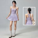 スポーツウェア テニスウェア エクササイズスーツ 夏 ミニスカート レディース ハイウエスト プリーツスカート 薄手 フィットネス ヨガ ピラティス トレーニングウェア ワークアウト