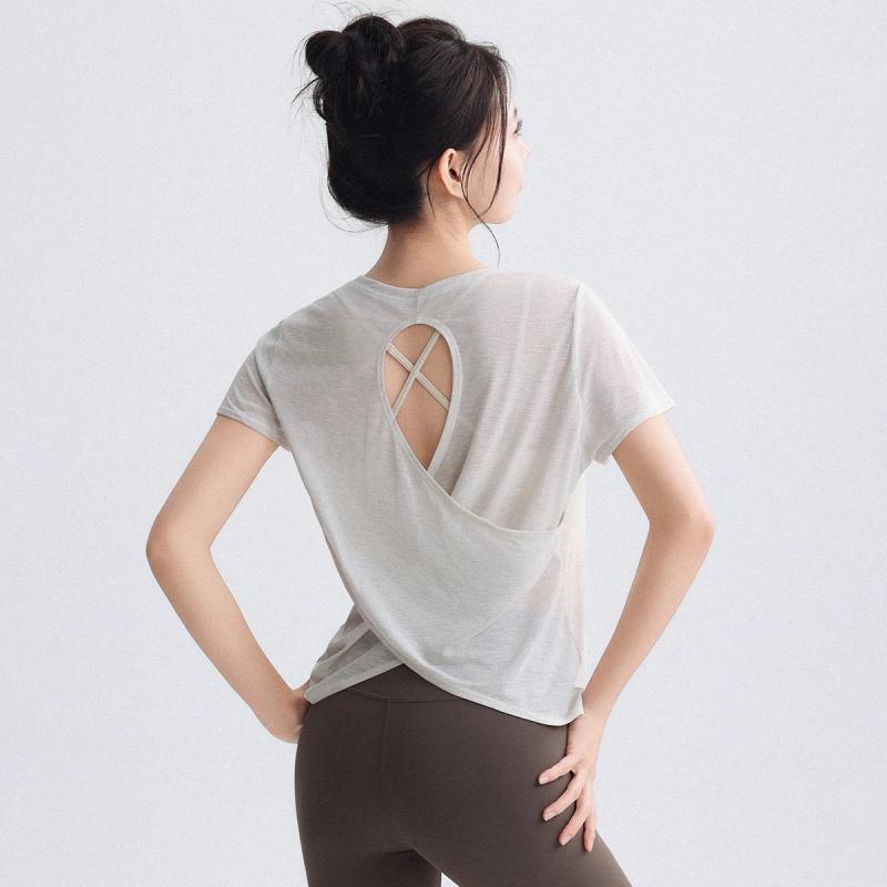 Tシャツ スポーツウェア 2025年 ヨガウェア レディース スポーツスーツ 半袖 エクササイズ フィットネス ヨガ ピラティス ランニング ストレッチ トレーニングウェア ワークアウト
