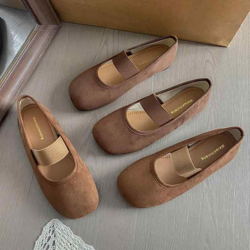 パンプス 韓国 春 バレエ メリージェーン シューズ レトロ クラシック 浅い口 フラットシューズ デイリーユース 大きいサイズ(4)