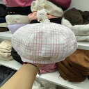女性 春夏 レトロ チェック柄 旅行 つば無し 八角形帽子 ベレー帽 カボチャハット 学生向け カジュアル レディース クラシック おしゃれ