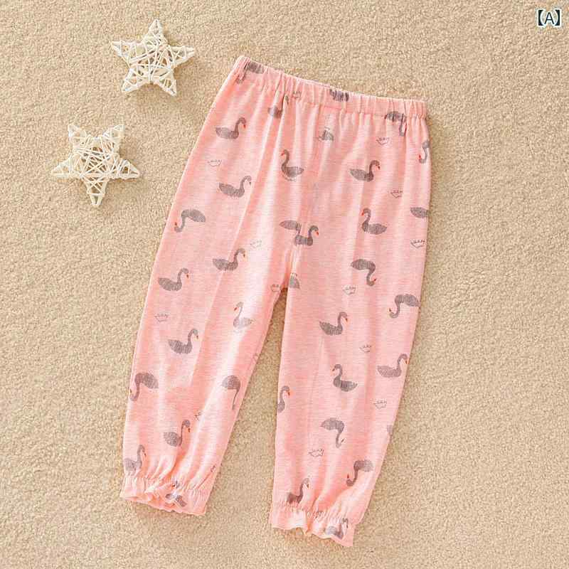 ベビー ウェア コットン プリント ボトムス ロング丈 パンツ パジャマ カジュアル 肌触り 薄手 通気性 防蚊 幼児 子供 夏 男の子 女の子 軽量 ソフト 日常使い プレゼント