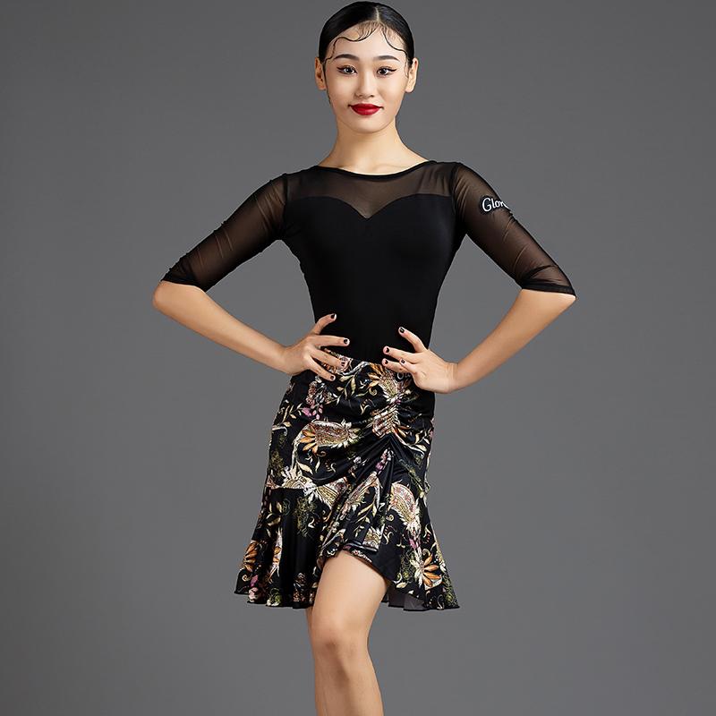 ダンスウェア レディース ラテン パフォーマンス ステージ衣装 高級感 エレガント トップス スカート セクシー 大人 秋冬