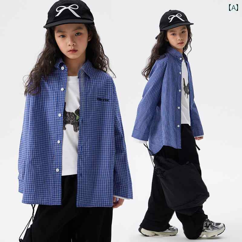 キッズ ファッション 女の子 シャツ 美しい チェック柄 長袖 春秋 綿 ガールズウェア かわいい カジュアル 子供用