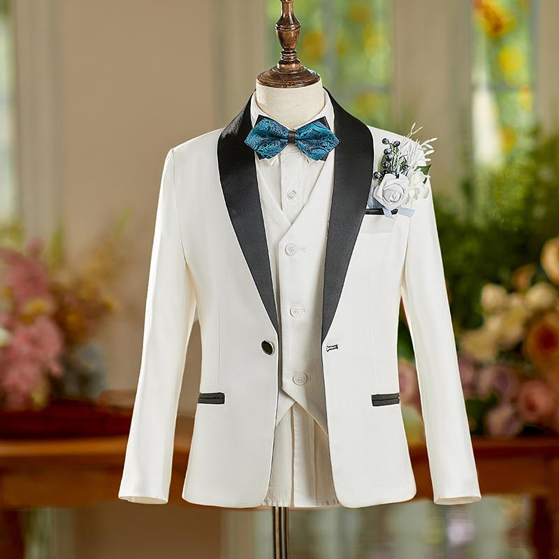 男の子 子供用 スーツ 白 ベスト ジレ ジャケット アウター シャツ 長袖 ズボン パンツ セットアップ ステージ パフォーマンス セレモニー イベント フォーマル クラシック エレガント