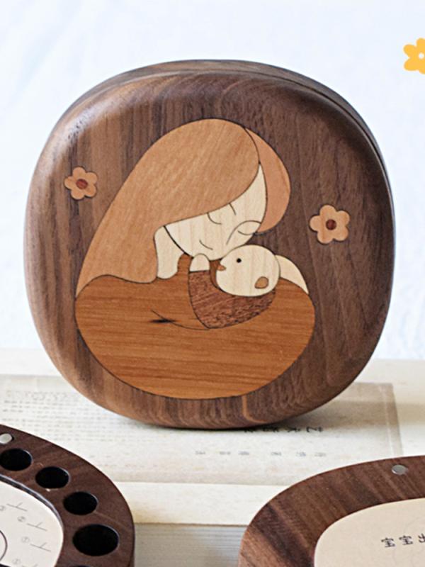 乳歯ケース ブラックウォールナット 無垢材 天然素材 乳歯 収納 誕生日 プレゼント 木製 コレクション..