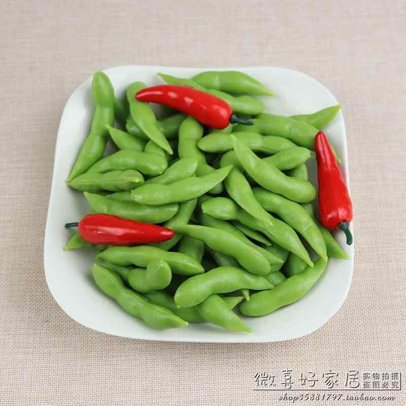 食品サンプル 見本 シミュレーション 食品模型 スナップエンドウ デコレーション 枝豆 皿飾り フォトプ..