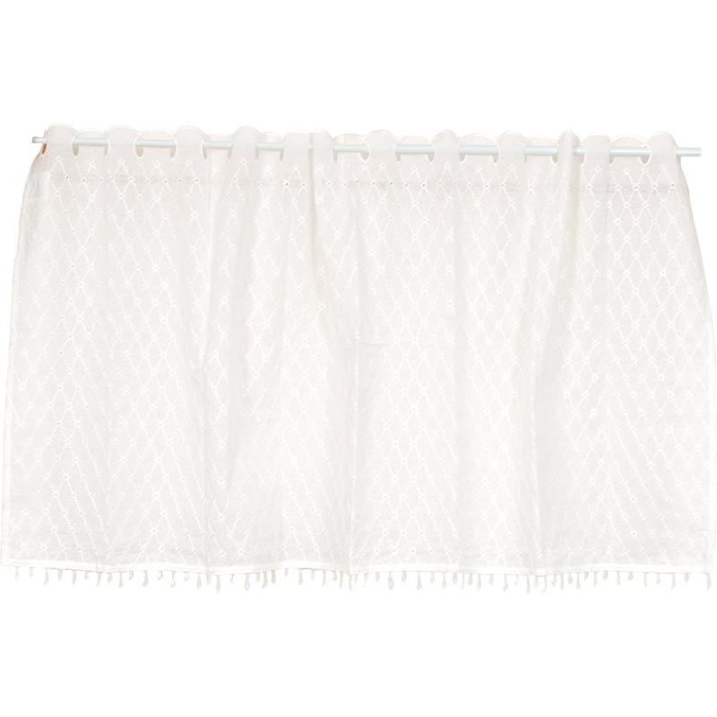 Arie(アーリエ) カフェカーテン ホワイト 幅125cm ビーズ フェアリー