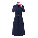 制服 ユニフォーム ワンピース Vネック 半袖 無地 スリムフィット 夏 レディース 受付 フロント オフィス サロン CA ショップ 接客 高級感 シンプル ...