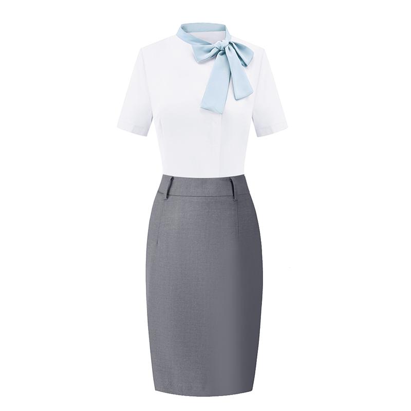 レディース スカート スーツ セットアップ 2点セット ミディ丈 グレー 膝下丈 スリム ヒップタイト シ..