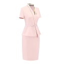 制服 ユニフォーム スーツ タイトスカート パンツ 半袖ジャケット Vネック 無地 フィット 夏 レディース 受付 フロント クリニック 医療 ショップ 接客 清潔感