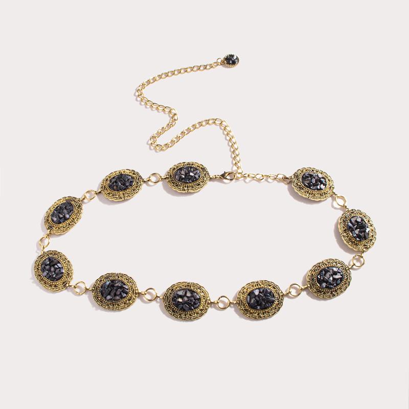 ベルト 女性用 西洋風 彫刻 重厚 ターコイズ 精巧 ウエストチェーン 装飾アクセサリー ボヘミアン エスニック カジュアル レディース エレガント