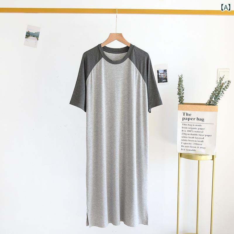 メンズ パジャマ 夏 サマー ローブ ワンピース 冷感 半袖 涼感素材 男性用 ナイトドレス 大きいサイズ ..