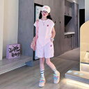 Tシャツ ショートパンツ セットアップ かっこいい 女の子 夏服 薄手 半袖 おしゃれ 大きいサイズ 子供 中学生 夏服 小学生 ガーリー キュート おしゃれ カジュアル 通学 デイリー