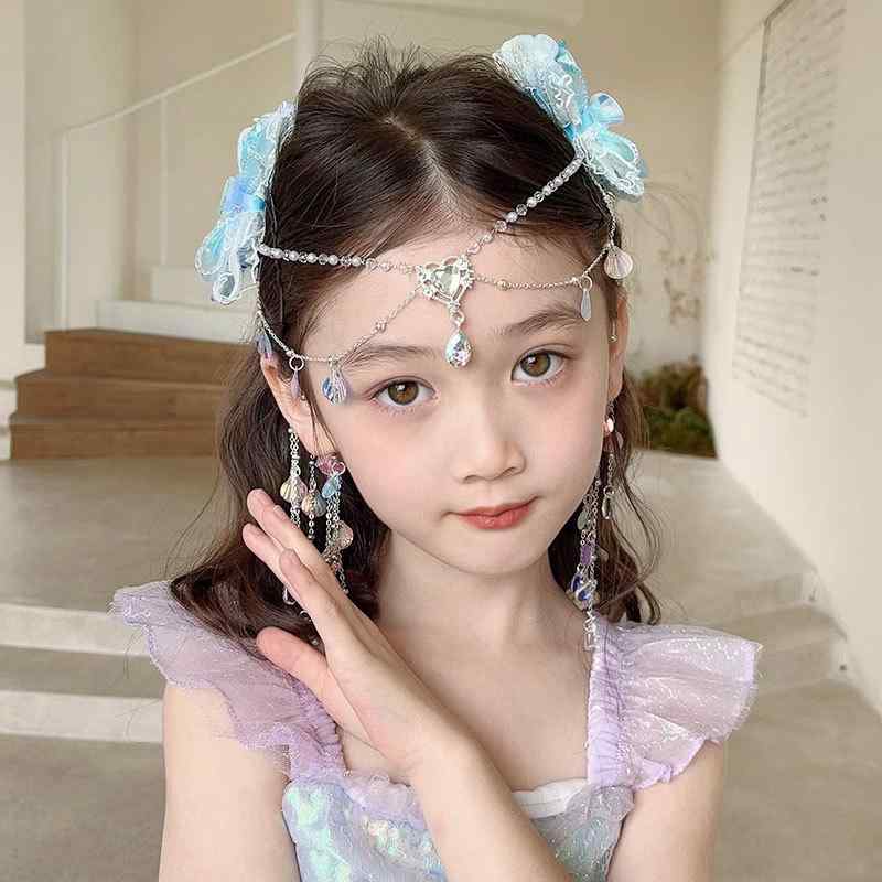 子供用 アクセサリー 女の子 マーメイド シェル イヤリング ヘアアクセサリー リボン 額チェーン タッ..