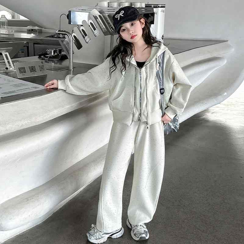 スポーツウェア スウェットスーツ パーカー 女の子 春 子供用 韓国 キッズ ガールズ 春秋 レジャー ツーピース 中学生 クール スタイリッシュ キュート おしゃれ カジュアル デイリー