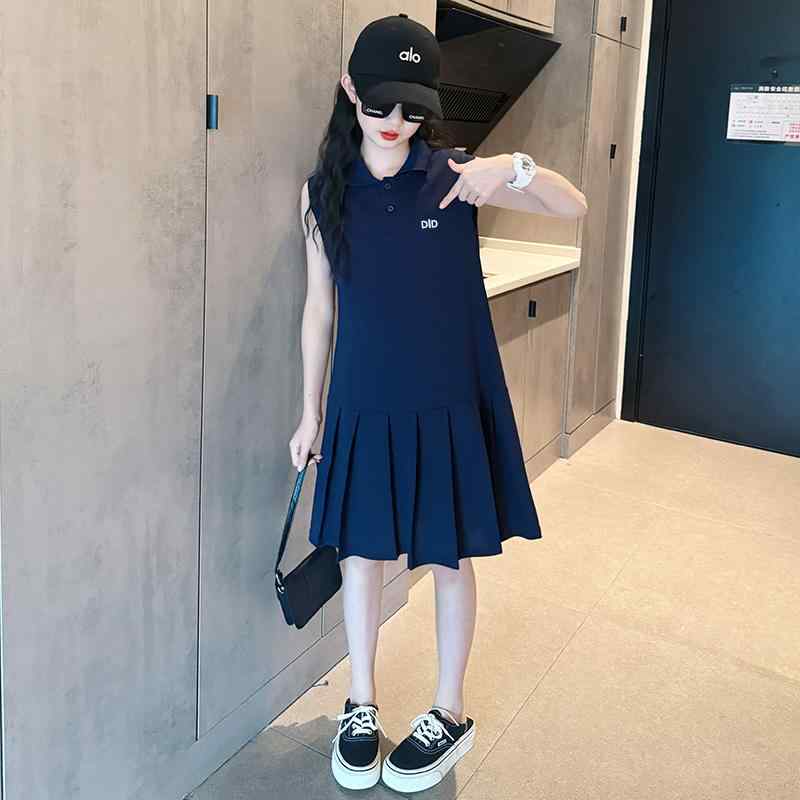 ワンピース 女の子 ドレス 夏 子供 スタイリッシュ ポロワンピース 夏服 ガールズ ガーリー キュート おしゃれ カジュアル 通学 デイリーユース