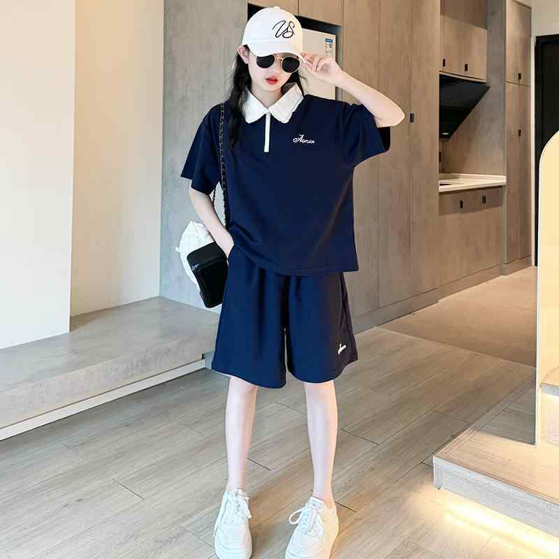 ポロシャツ ショートパンツ セットアップ 女の子 夏 スーツ 子供用 スタイリッシュ 半袖 キッズ カジュアル ツーピース 小学生 中学生 ガーリー キュート おしゃれ カジュアル 通学 デイリー