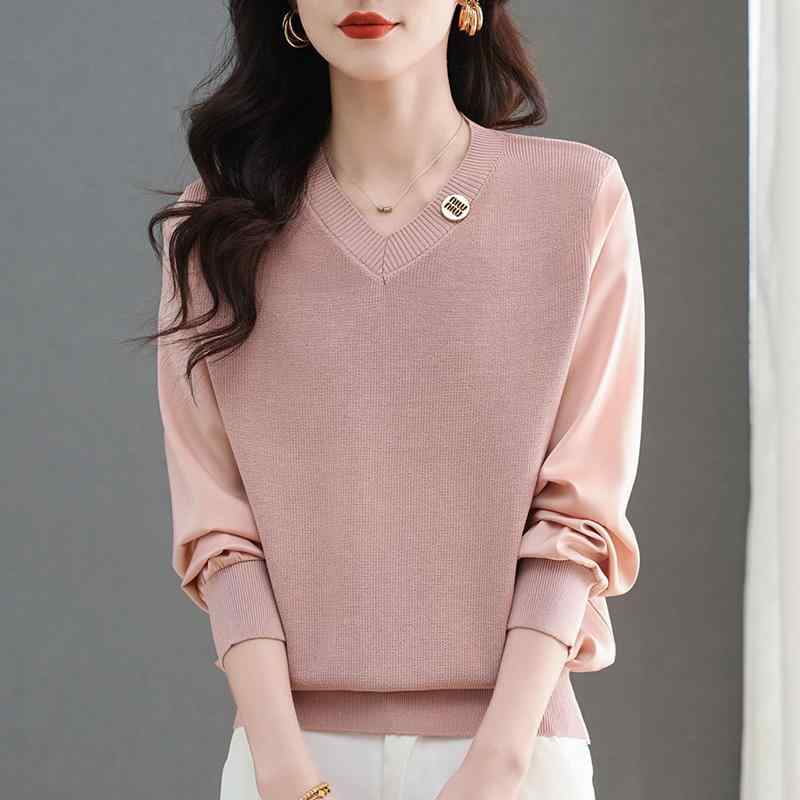 セーター ニット 太い 冷感 レディース 特大サイズ 春秋 Vネック ゆったり 薄手 ミセス向け 体型カバー おしゃれ カジュアル 上品 レジャー 休日 ママ友 デイリー(4)